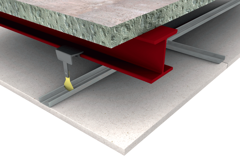 Vizualizare din lateral a unei membrane antifoc