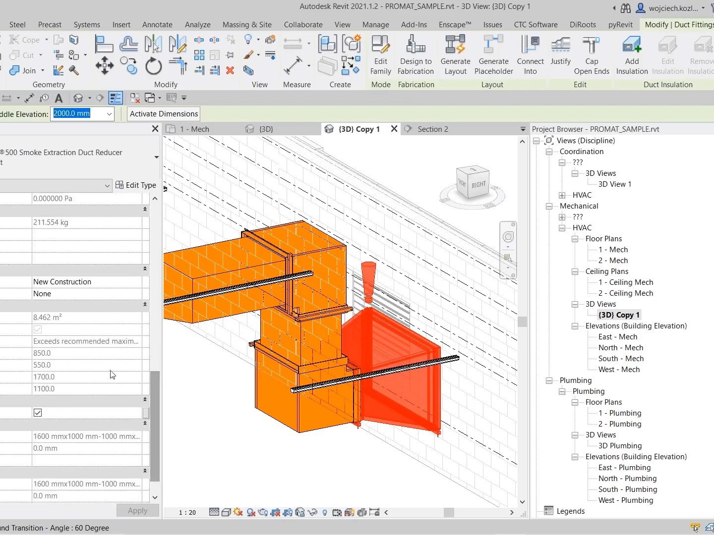    0:14 / 10:35 Screenshot Biblioteka BIM - Modelowanie systemów kanałów rodzinami Promat