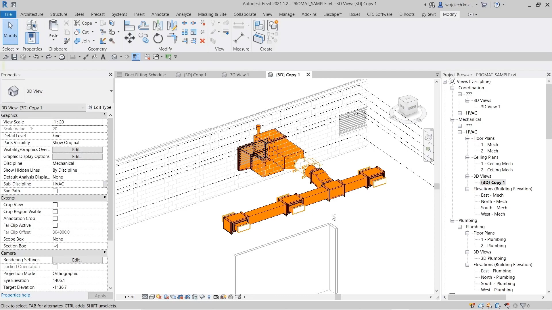 Screenshot inštruktážneho videa - BIM modelovanie systémov vzduchotechniky a odvodu dymu Promat