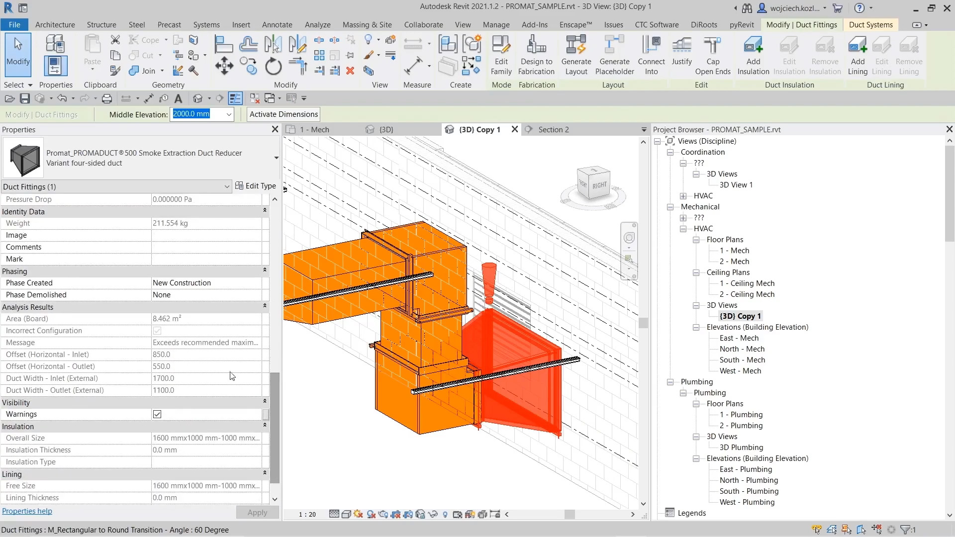 Screenshot inštruktážneho videa - BIM modelovanie systémov potrubí s produktovým radom Promat