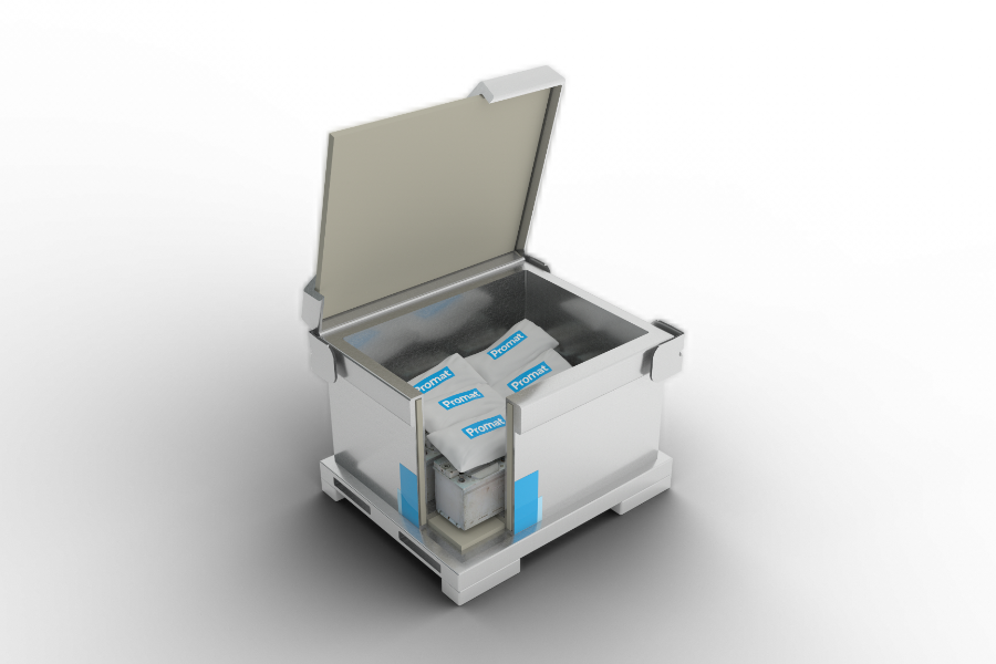 Fire protection for batteries in WEEE